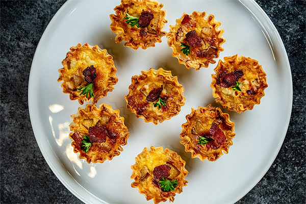 Mini Pear, Bacon and Blue Cheese Quiches