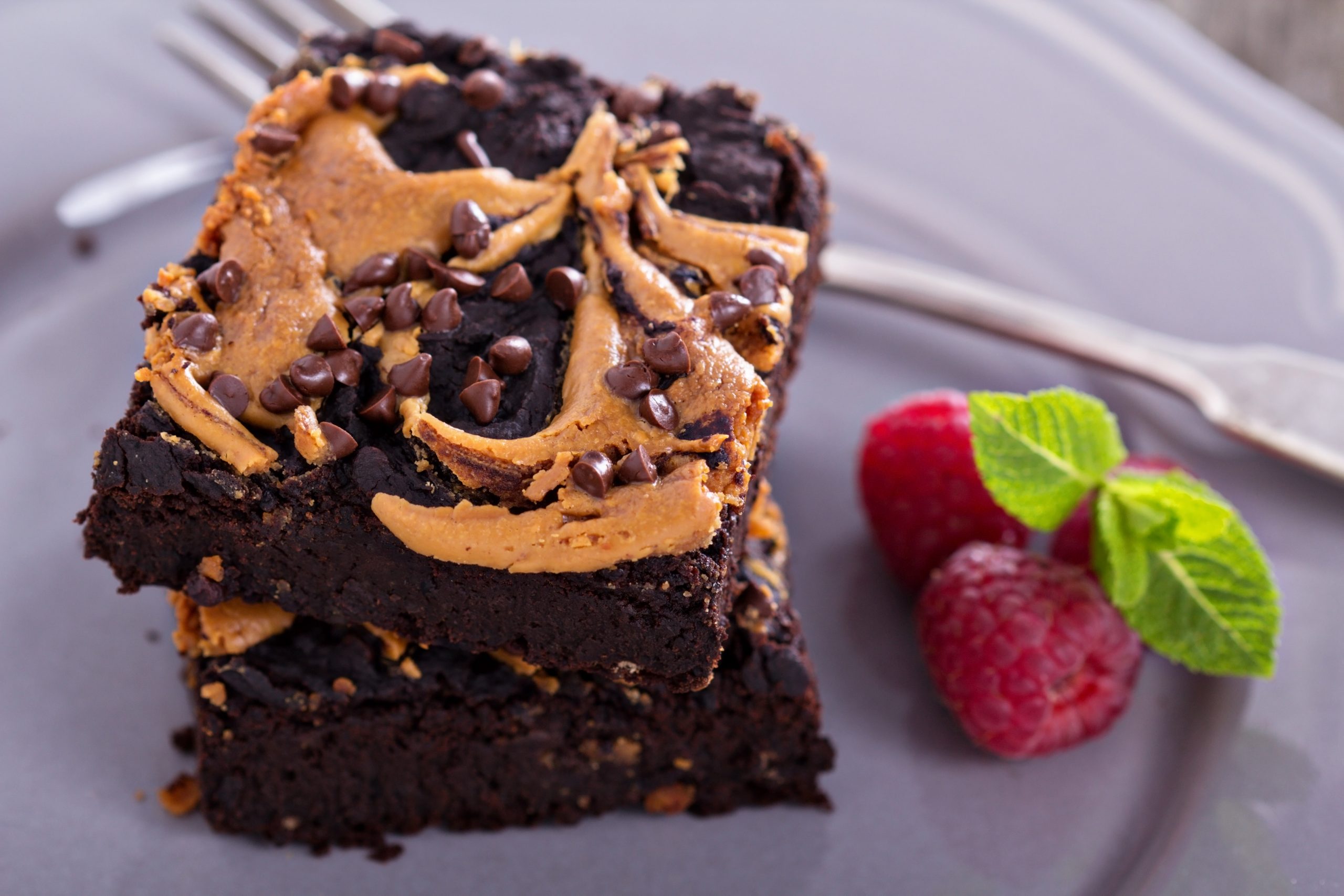 Chocolate Chocolate Chip Peanut Butter Brownies