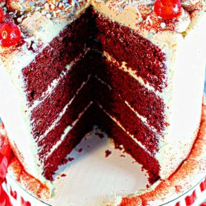 Big Texas Red Velvet Cake with Cream Cheese Frosting